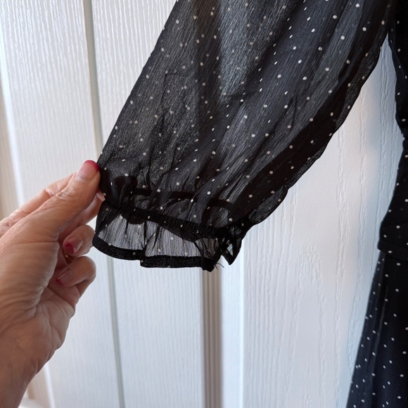 Black polka dot chiffon dress - Picture 4 of 6